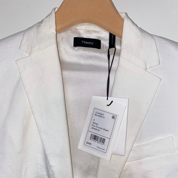 THEORY Classic Blazer Eco White Crunch Wash Size 0 NWT - Picture 3 of 10